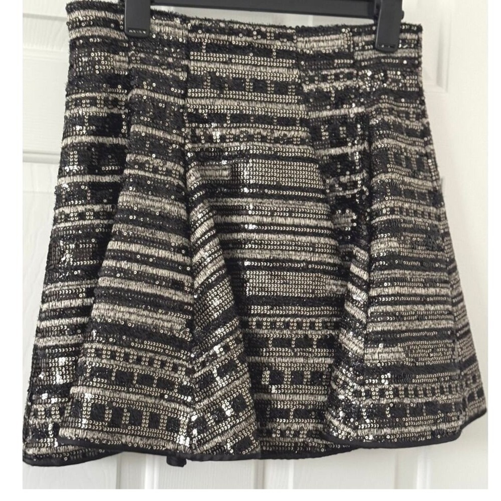 NWT Muse by Marchesa Sequin A-line Mini Skirt Size 10 Gold Metallic Sequins